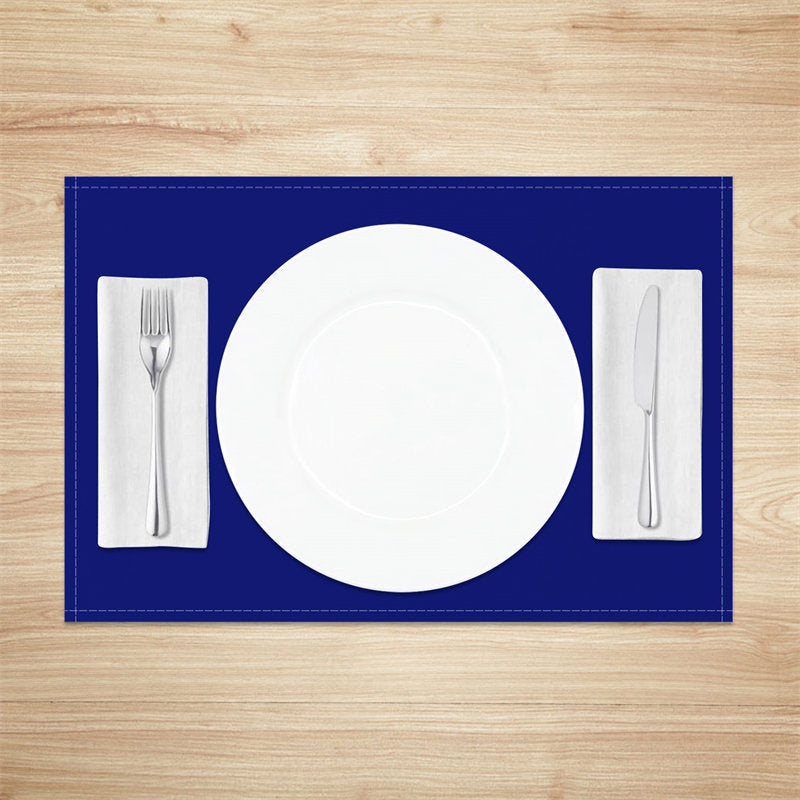Aperturee - Dark Blue Solid Color Dining Set Of 4 Placemats