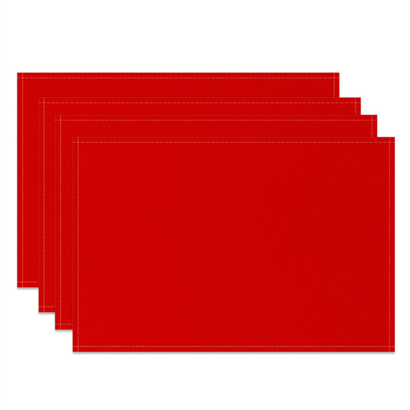 Aperturee - Red Solid Color Fabric Dining Set Of 4 Placemats