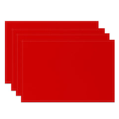 Aperturee - Red Solid Color Fabric Dining Set Of 4 Placemats