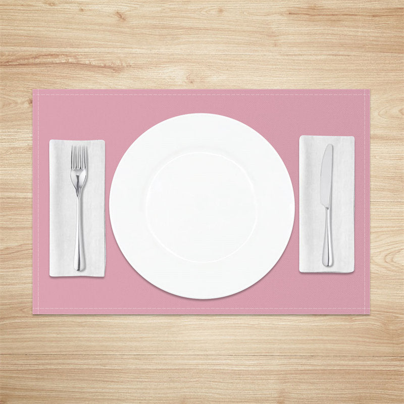 Aperturee - Pure Pink Pattern Fabric Dining Set Of 4 Placemats