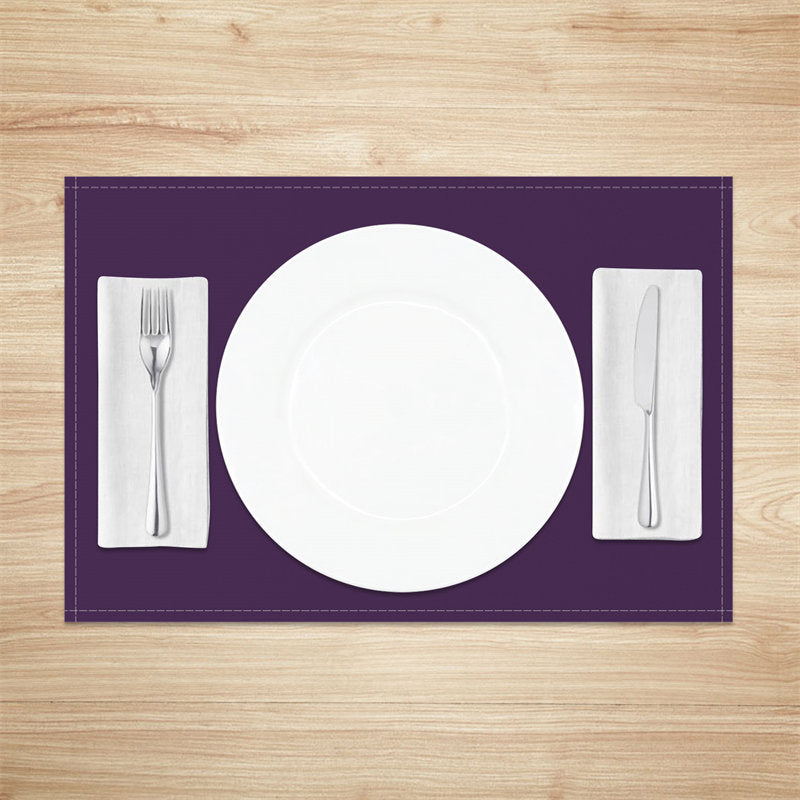 Aperturee - Dark Purple Solid Color Dining Set Of 4 Placemats