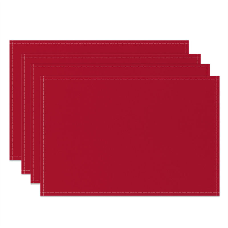 Aperturee - Red Premium Solid Color Dining Set Of 4 Placemats