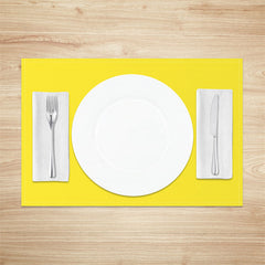 Aperturee - Bright Yellow Solid Color Fabric Set Of 4 Placemats