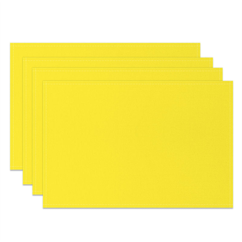 Aperturee - Bright Yellow Solid Color Fabric Set Of 4 Placemats