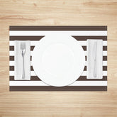 Aperturee - Modern Brown White Stripe Dining Set Of 4 Placemats