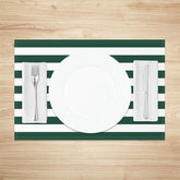 Aperturee - Dark Green White Stripes Patterns Set Of 4 Placemats