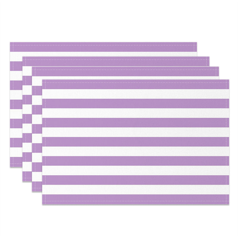Aperturee - Modern Purple White Stripes Print Set Of 4 Placemats