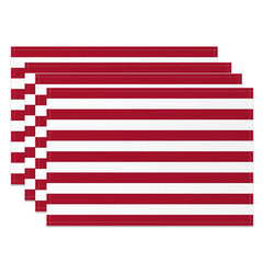 Aperturee - Modern Red White Stripe Dining Set Of 4 Placemats