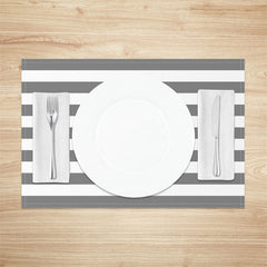 Aperturee - Simple Grey White Stripe Dining Set Of 4 Placemats