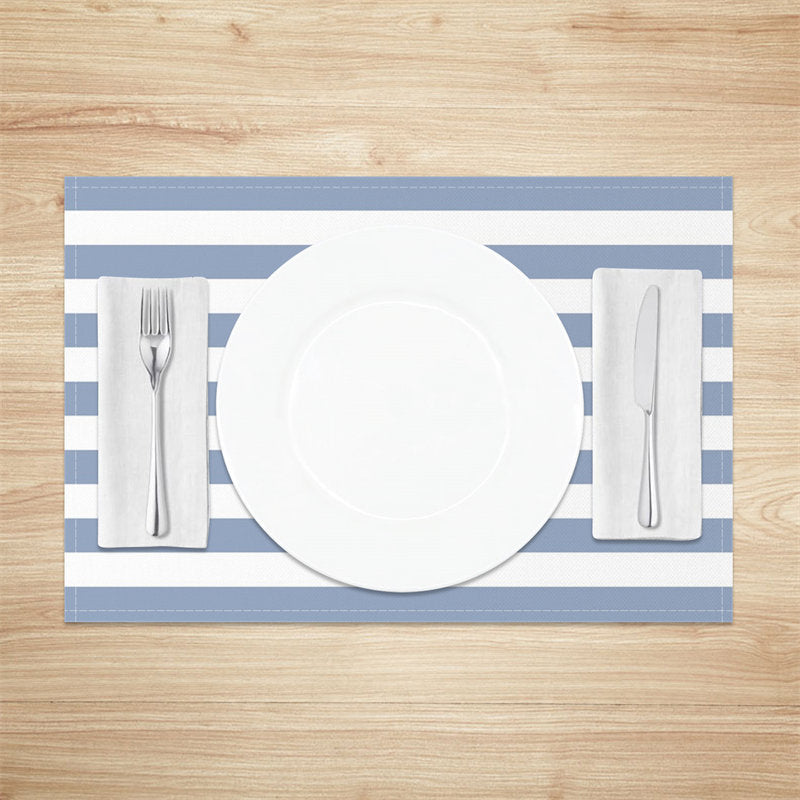 Aperturee - Simple Blue White Stripe Dining Set Of 4 Placemats