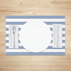 Aperturee - Simple Blue White Stripe Dining Set Of 4 Placemats
