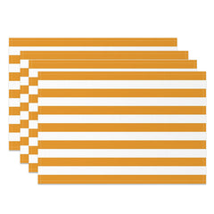Aperturee - Simple Dark Orange White Stripe Set Of 4 Placemats