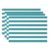 Aperturee - Turquoise White Stripe Modern Set Of 4 Placemats