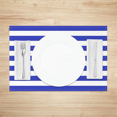 Aperturee - Dark Blue White Stripe Dining Set Of 4 Placemats