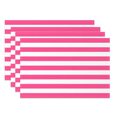 Aperturee - Hot Pink White Horizontal Stripe Set Of 4 Placemats