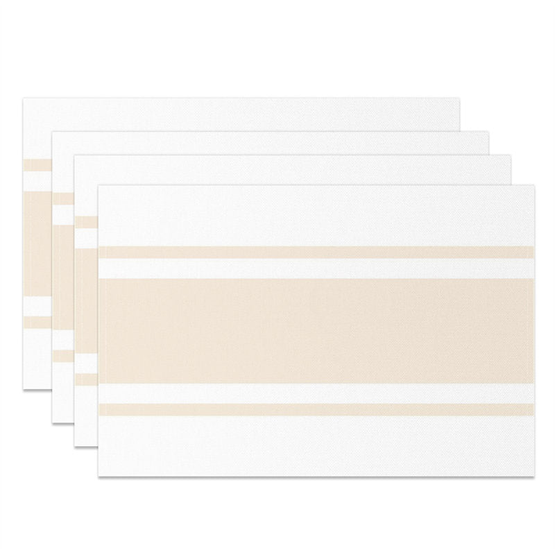 Aperturee - Wide Apricot White Stripe Modern Set Of 4 Placemats