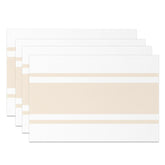 Aperturee - Wide Apricot White Stripe Modern Set Of 4 Placemats