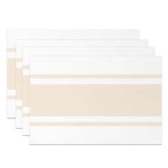 Aperturee - Wide Apricot White Stripe Modern Set Of 4 Placemats