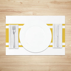 Aperturee - Yellow White Simple Lines Dinner Set Of 4 Placemats