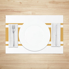 Aperturee - Yellow White Modern Set Of 4 Placemats For Table