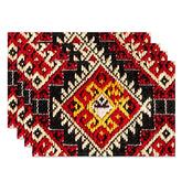 Aperturee - Black Red Yellow Vintage Dining Set Of 4 Placemats