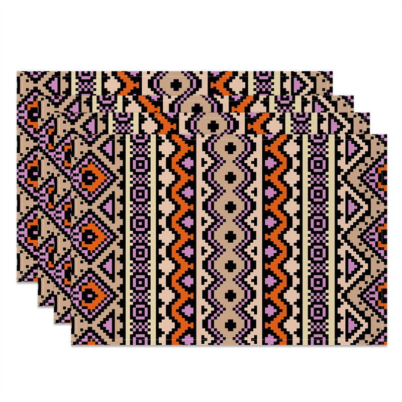 Aperturee - Brown Purple Abstract Patterns Set Of 4 Placemats