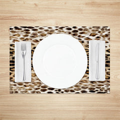 Aperturee - Brown Lifelike Leopard Vintge Set Of 4 Placemats