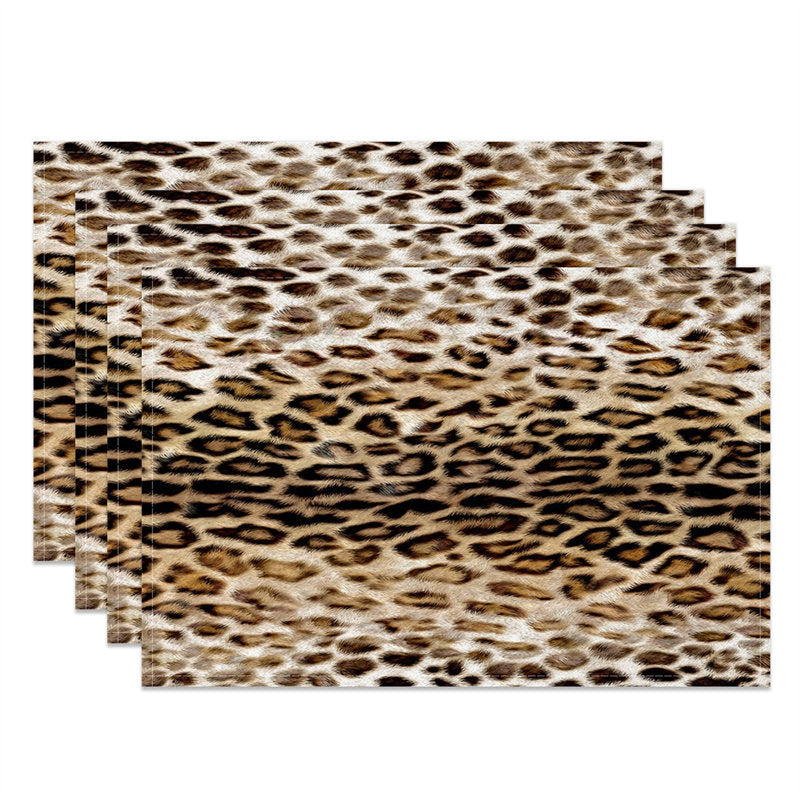 Aperturee - Brown Lifelike Leopard Vintge Set Of 4 Placemats