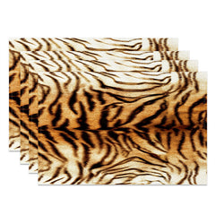Aperturee - Brown Tiger Stripes Retro Dining Set Of 4 Placemats
