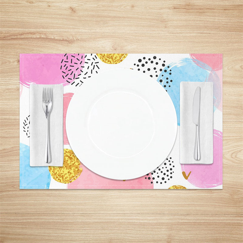Aperturee - White Colorful Patterns Modern Set Of 4 Placemats