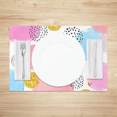 Aperturee - White Colorful Patterns Modern Set Of 4 Placemats