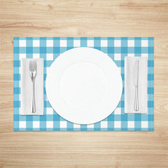 Aperturee - Bright Blue White Plaid Modern Set Of 4 Placemats