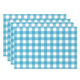 Aperturee - Bright Blue White Plaid Modern Set Of 4 Placemats