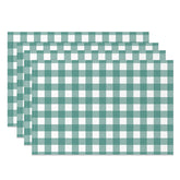 Aperturee - Green White Plaid Modern Dining Set Of 4 Placemats