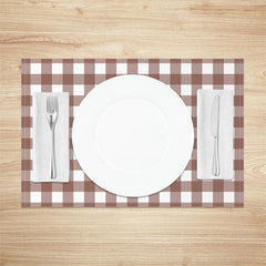 Aperturee - Light Red White Checkered Modern Set Of 4 Placemats