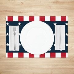 Aperturee - Flag Stripe Star Independence Day Set Of 4 Placemats