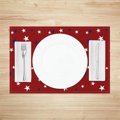 Aperturee - Red White Blue Little Star Dining Set Of 4 Placemats