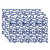 Aperturee - Blue Wavy Pattern Lines Artistic Set Of 4 Placemats