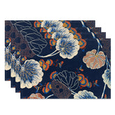 Aperturee - Artistic Flowers Retro Dining Set Of 4 Placemats