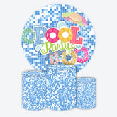 Aperturee - Aperturee Summer Pool Party Vacation Blue Round Backdrop Kit