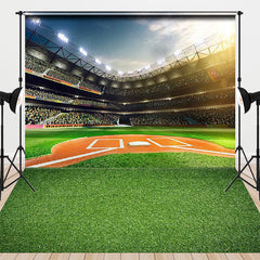 Aperturee Vibrant Baseball Stadium Field Green Grass Combo Set Backdrop, Sunny Sports Theme Party Photo Booth Decor