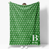 Aperturee - Green White Snow Winter Christmas Custom Name Blanket