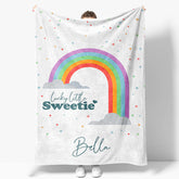 Aperturee - Colorful Rainbow Little Sweetie Custom Name Blanket