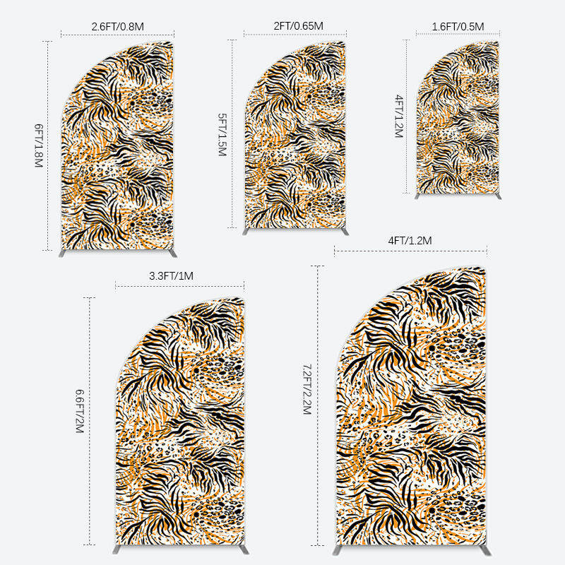 Aperturee - Aperturee Abstract Leopard Zebra Print Birthday Half Moon Arch Backdrop