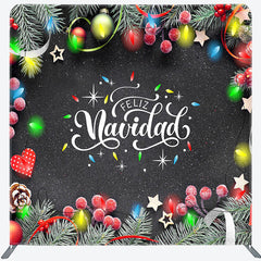 Aperturee - Aperturee Xmas Leaf Feliz Navidad Festive Pillow Case Backdrop