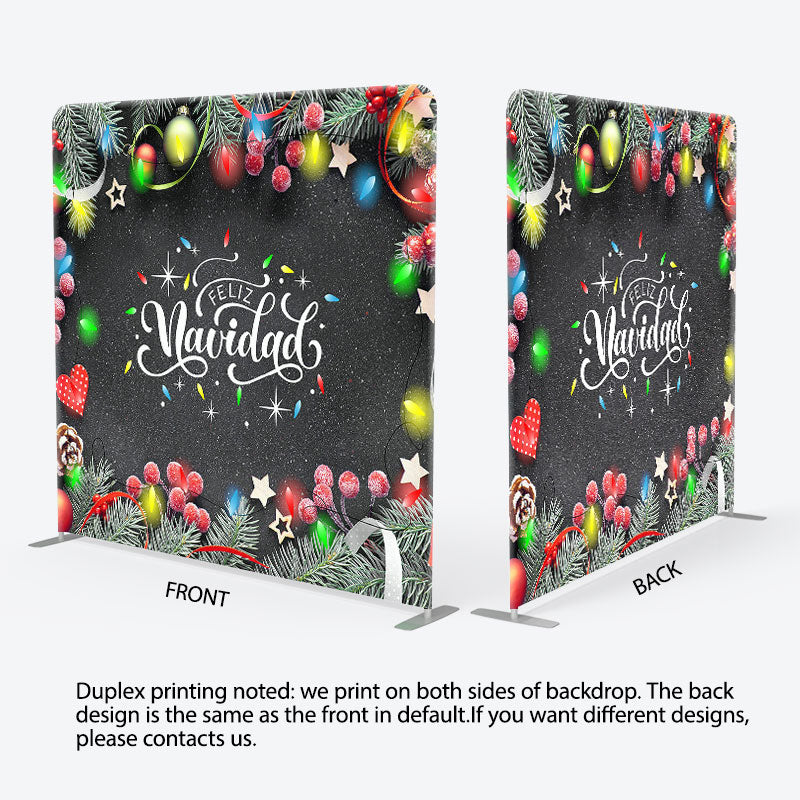 Aperturee - Aperturee Xmas Leaf Feliz Navidad Festive Pillow Case Backdrop