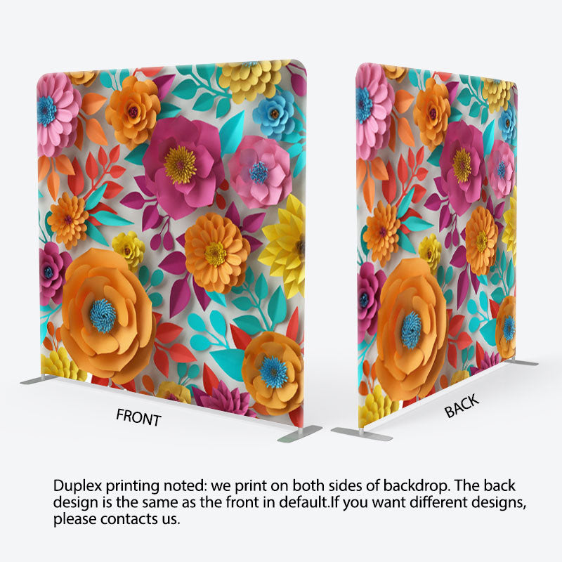 Aperturee - Aperturee Colorful Paper Floral Fabric Backdrop Cover For Women