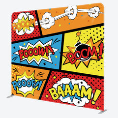 Aperturee - Aperturee Booom Pooow Colorful Comic Style Fabric Party Backdrop