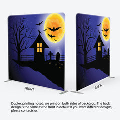 Aperturee - Aperturee Night Moon Cliff Bats Happy Halloween Party Backdrop