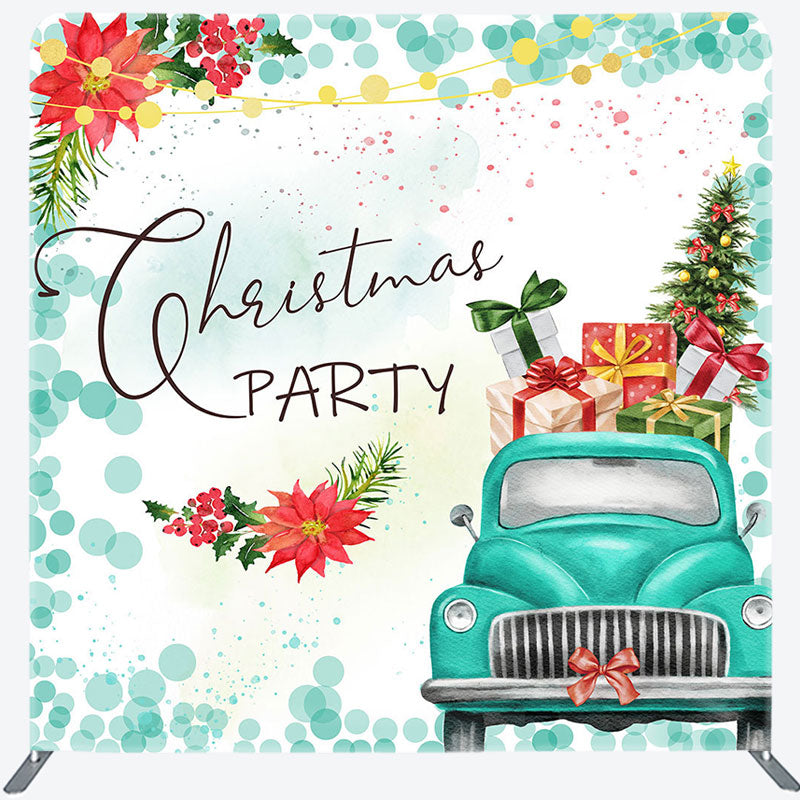 Aperturee - Aperturee Floral Gift Car Merry Christmas Pillow Case Backdrop